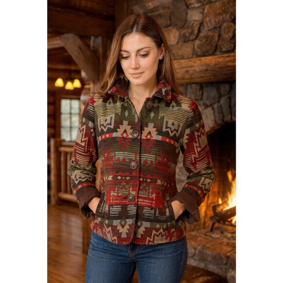 Coldwater Creek Jackets & Blazers - Coldwater Creek Southwestern Lined Blazer Aztec Sz 8 EUC Santa Fe CABIN CORE